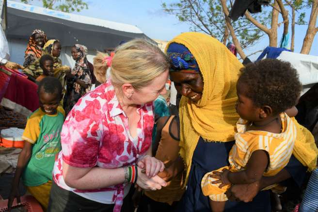 Rosamond Bennett pictured with Martha next to her makeshift shelter